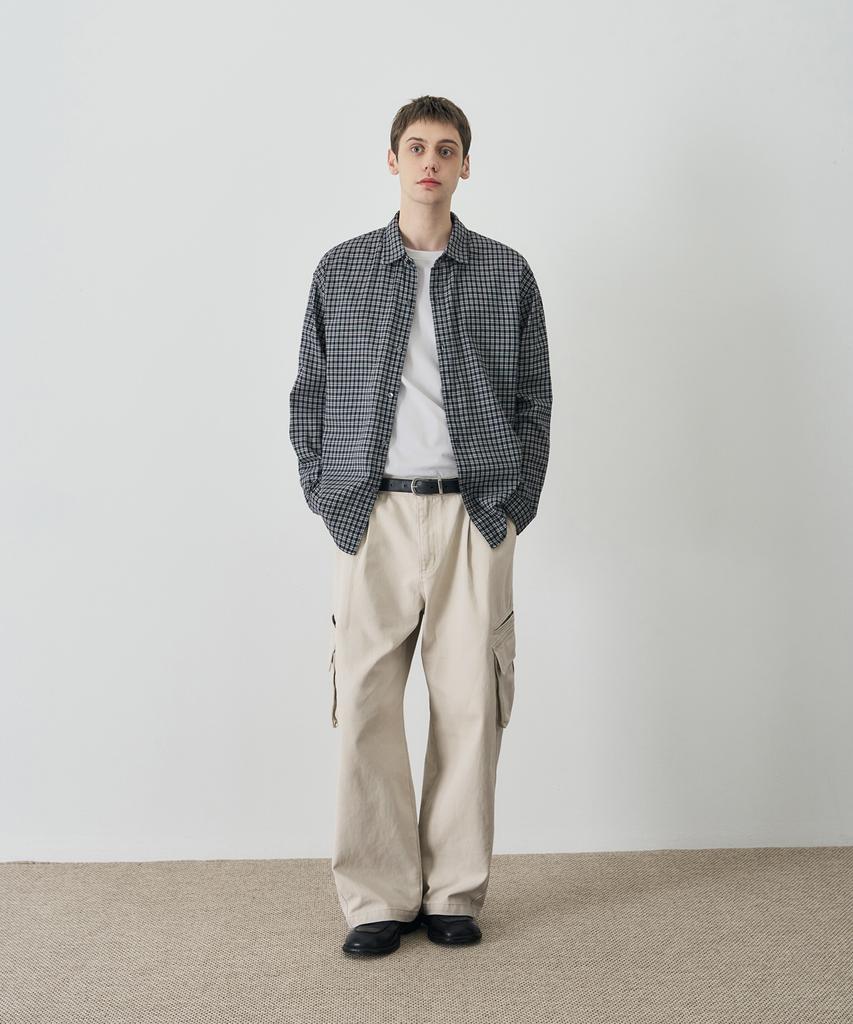 DRAW FIT Theo Grid Check Shirt [Navy]