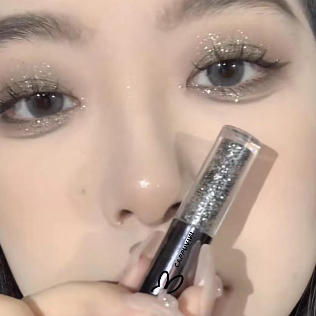 Жидкие тени для век Cool Black Series, перламутровая подводка для глаз, блестящие блестки, ручка шелкопряда, подсветка косметики для глаз, блестящий макияж