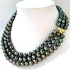 Модное 3-рядное ожерелье с застежкой из настоящего черного пресноводного жемчуга толщиной 7-8 мм