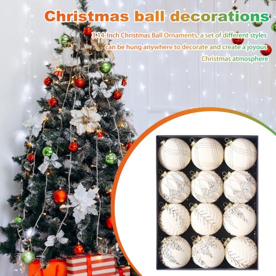 12 шт. Рождественские шары, украшения, небьющиеся пластиковые рождественские елочные подвесные безделушки для праздника