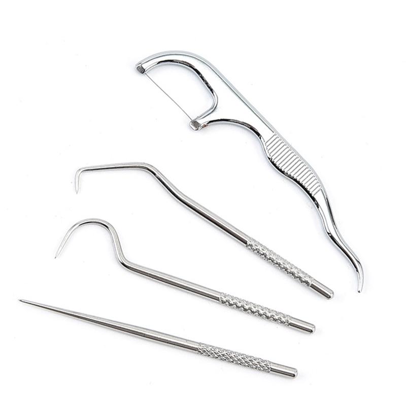 Портативный набор титановых зубочисток для ухода за полостью рта, многоразовые металлические кожаные держатели для пикников на открытом воздухе, кемпинга, пеших походов, карманные мультиинструменты