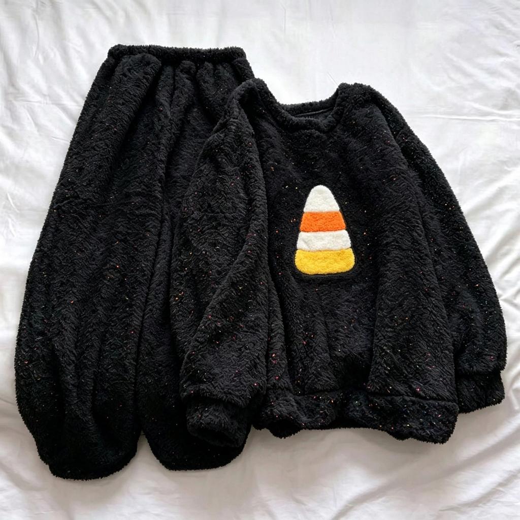 Women's Fall Winter Double-Sided Thick Warm Flannel Long Sleeve Loungewear Set for Couples