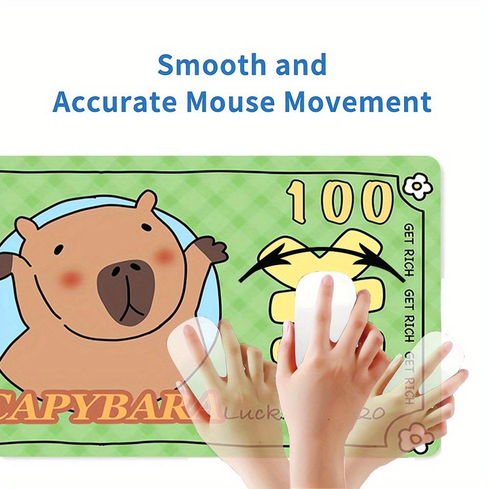 Large Multi-Size Non-Slip Rubber Base Capybara, Rich, Luck Mouse Pad, Stitched Edges Keyboard Desk Mat for School, Office, Home, Gift for Fr