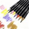 Premium Watercolor Brush Pens Set - 24 High Pigment Colors - Flexible Brush Tip, Water Brush & Fineliner