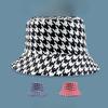 New Two Sided Double Sided Houndstooth Fisherman's Hat Personalized Printed Pot Hat Korean Hip Hop Street Dance Sun Hat