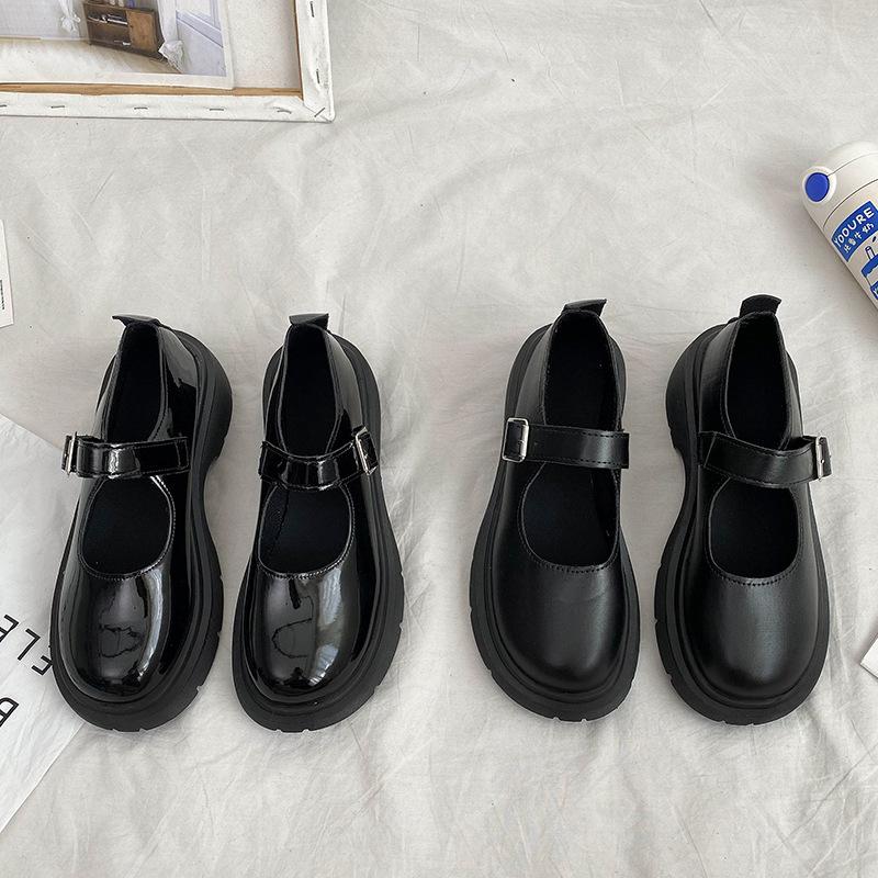 High Heels Women's Autumn 2025 New Round Head Thick Heel Versatile Retro Japanese Small Leather Shoes Black Mary Jane Shoes