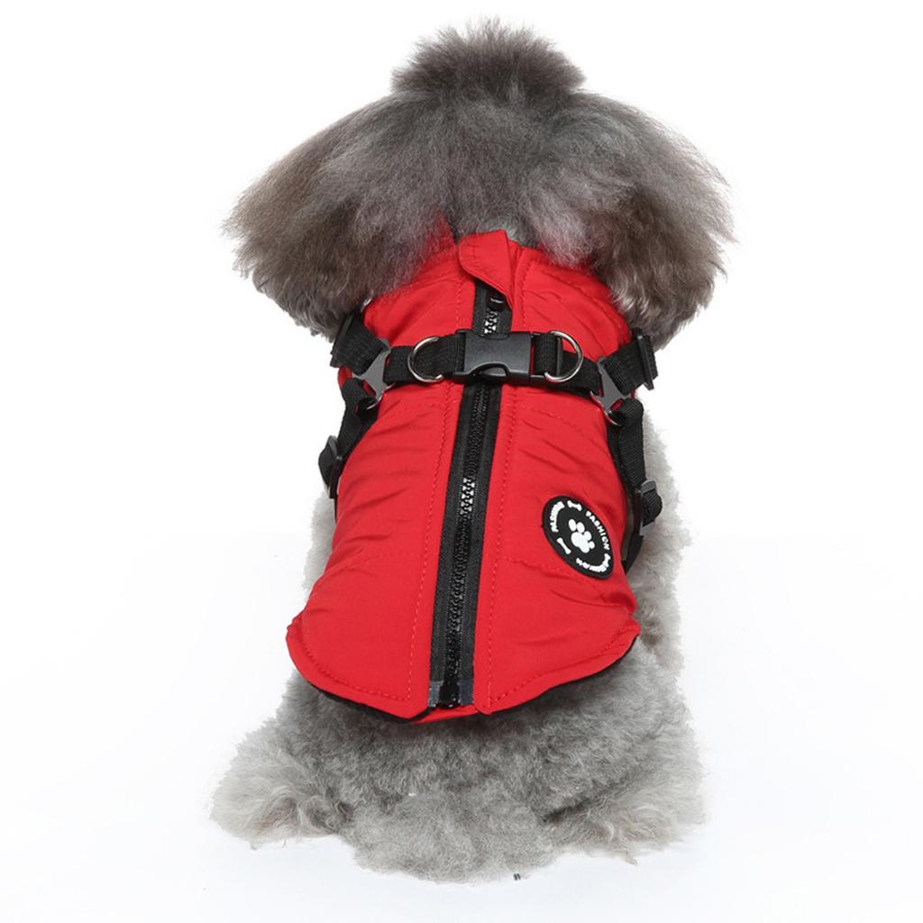 Winter Dog Vest With Integrated No Pull Waterproof Warm Fleece Back Zipper For Small Medium Dog
