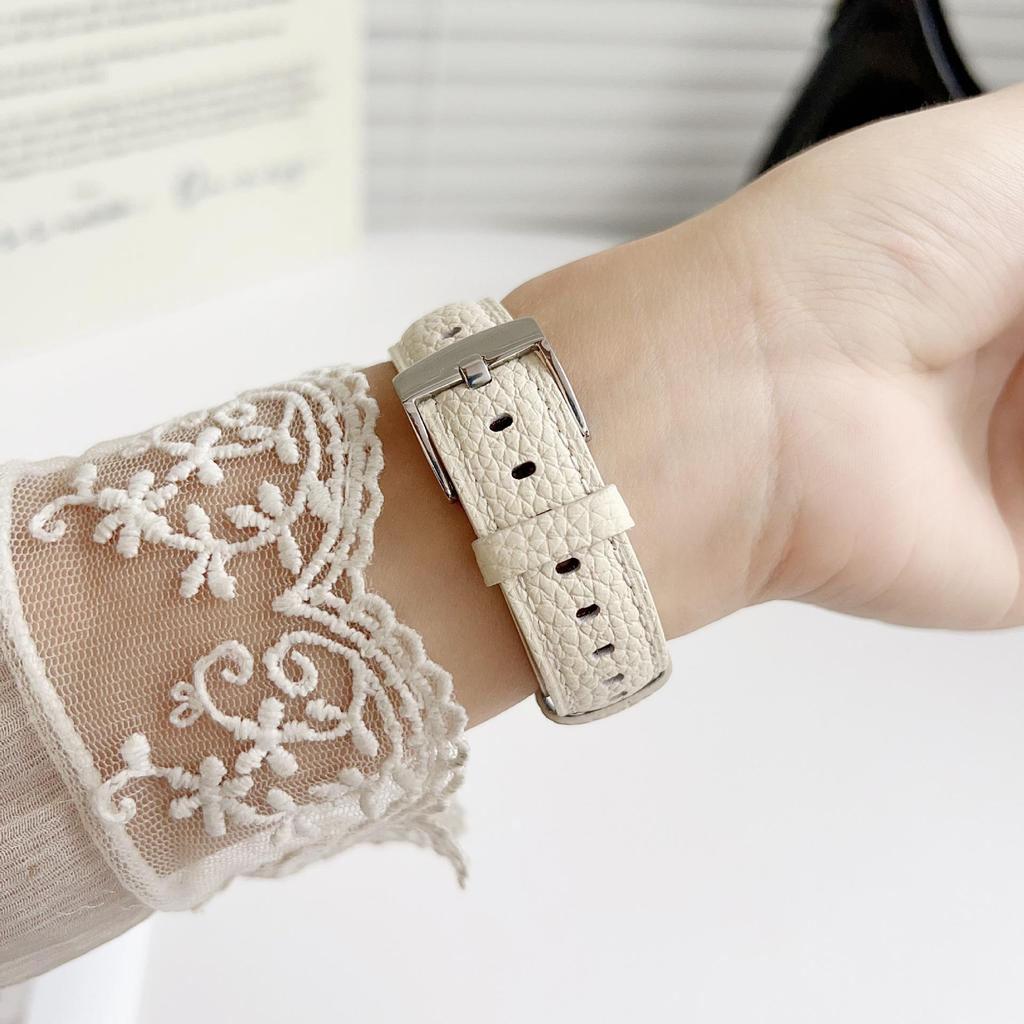 Совместимый кожаный ремешок для Apple Watch S10 - Узор личи, iWatch 9876, SE, Ultra