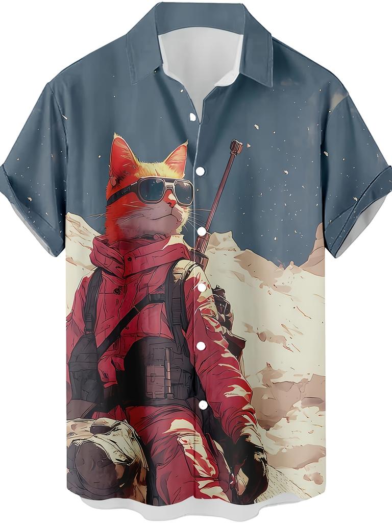 Funny Cartoon Cat 3D Printed Men's Shirt For Men Funny Dinosaur Graphic T-Shirts Fashion Casual Oversized Men's Clothing