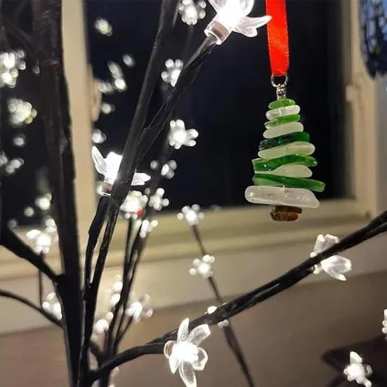 Sea Glass Christmas Tree Ornament Sea Glass Tree Resin Craft Ocean Beach Xmas Hanging