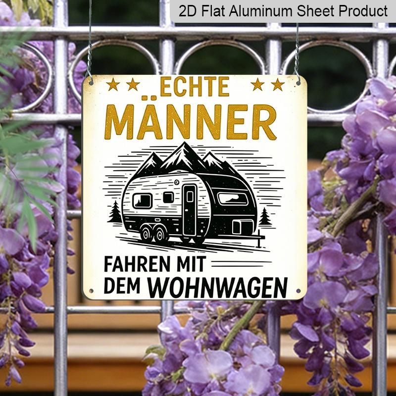 2D Flat, 1pc RV Adventure Metal Sign- Camping Decoration with Real Men Have Adventures in RVs Text- Heavy Structure- Garage, Garden, Clubhouse and