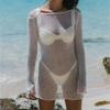 European & American 2025 Summer Knitted Beach Cover-up Dress - Sexy, Hollow-out Vacation Style for Women