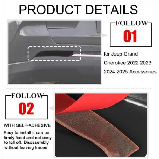 Rear Fog Light Bezel Decor Cover Trim for Jeep Grand Cherokee + Smoked Black