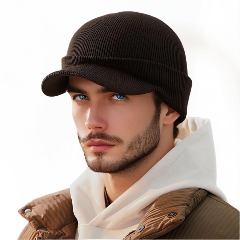 New Autumn and Winter Knitted Hat Men's Thickened Ski Warm Wool Hat Face Protection One Piece Mask Duck Hat