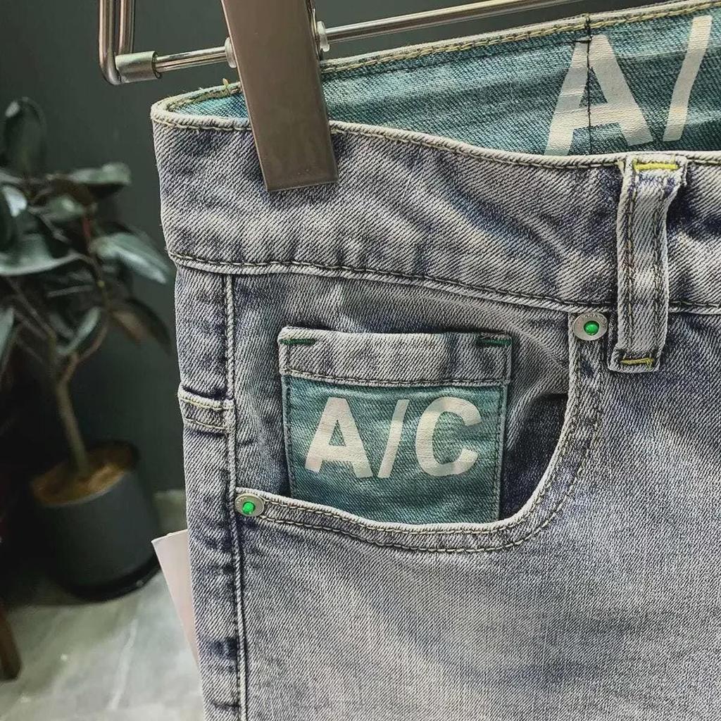 «Мужские джинсы с буквами в стиле Гонконга, лето 2023 г. — модные брюки в стиле хип-хоп для улицы»