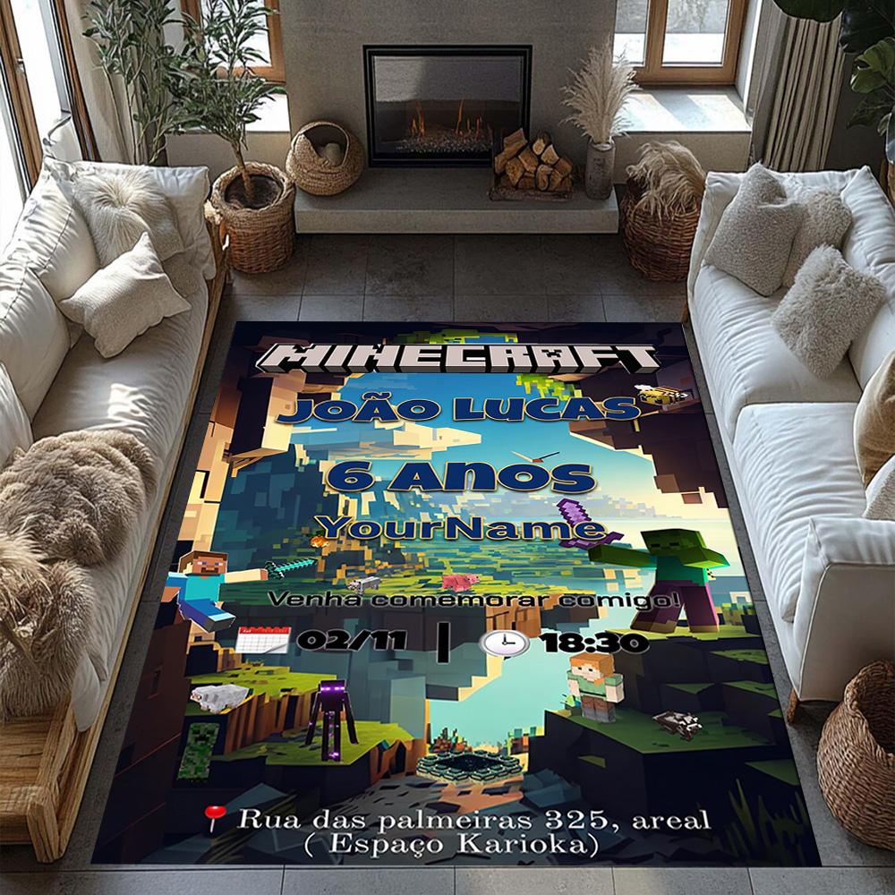 Minecraft 41 Personalized Name Floor Rug Office Rug Suitable for Dining Room Foyer Kitchen Study room Antislip Carpet Decorate Offices