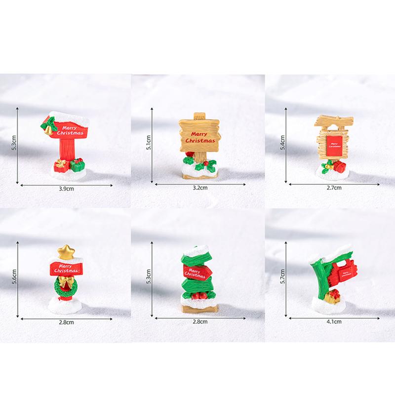 Simulation Micro Landscape Christmas Decorations Resin Road Sign Diy Fairy Garden Ornament Dollhouse Crafts Miniature Decoration