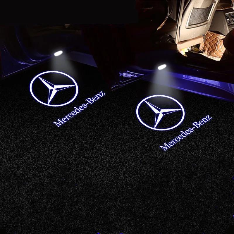 GCTO3 For Mercedes Benz B/C/E/S Class A Class C200L GLC GLK 2PCS Car Door Emblem LED Light Welcome Lamp Wireless Laser Projector