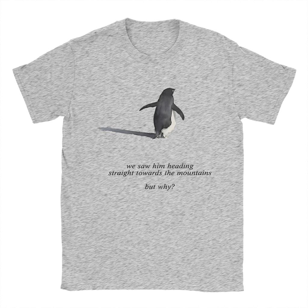 Streetwear T Shirt Summer Penguin Heading To Mountain Nihilist Penguin Tee T Shirts Cotton Tshirt for Unisex Y2K Funny Top Tees