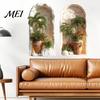 Modern Minimalist Room Accents 2Pcs 3D Tropical Plant Wall Sticker for Home Decor, Arched Niche Window Decal, Non Fading Murals Bathroom Realistic PVC