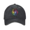 Vintage LGBT Rainbow Gay Pride Baseball Cap Unisex Style Distressed Denim Snapback Hat Outdoor Activities Adjustable Fit Hat Cap