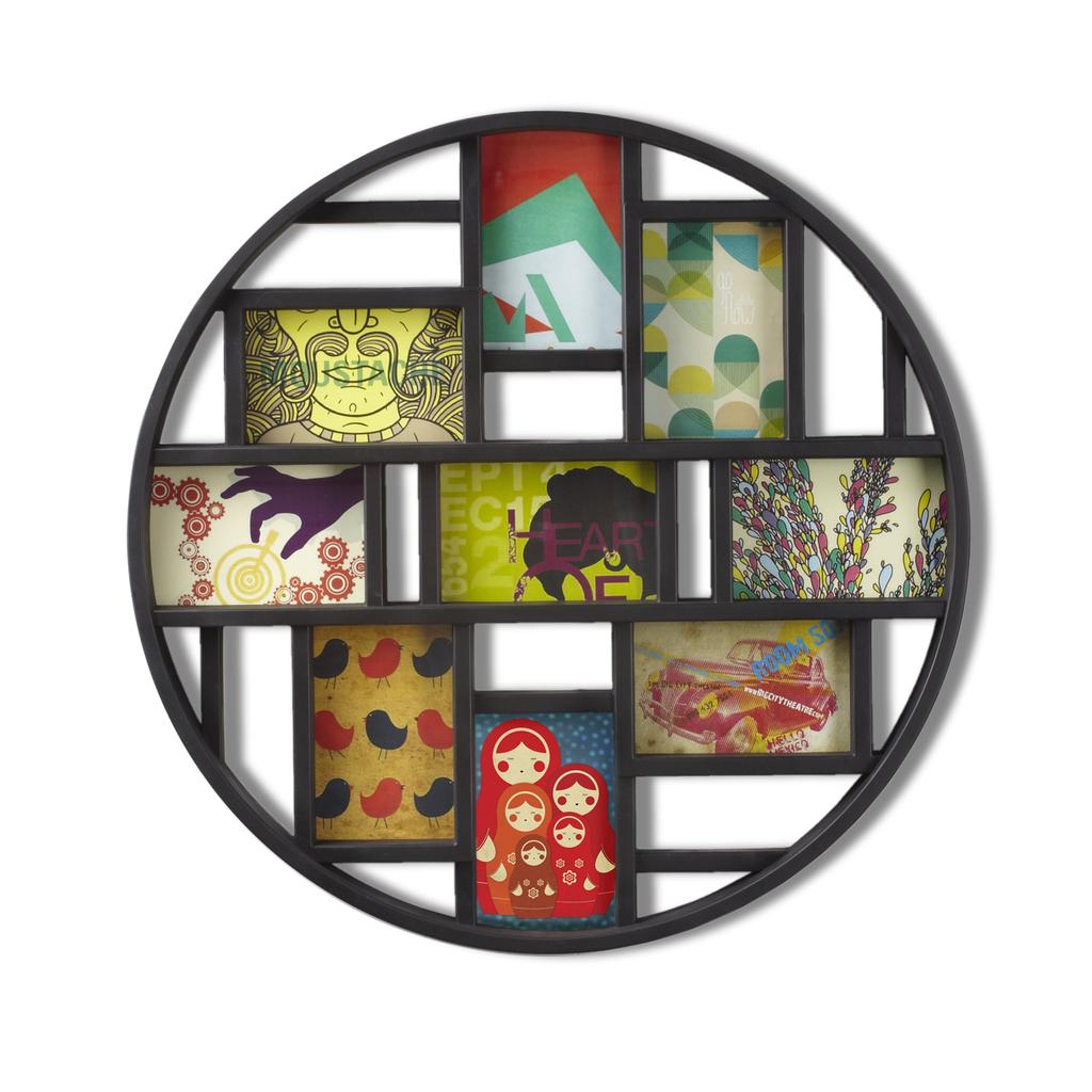 Umbra LUNA Photo Frame, Black, 9-Panel, Multi-Plate Photo Display