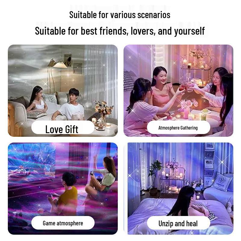 Вращающийся светодиодный атмосферный светильник с эффектом ряби, динамик: Прикроватная музыка и ночник