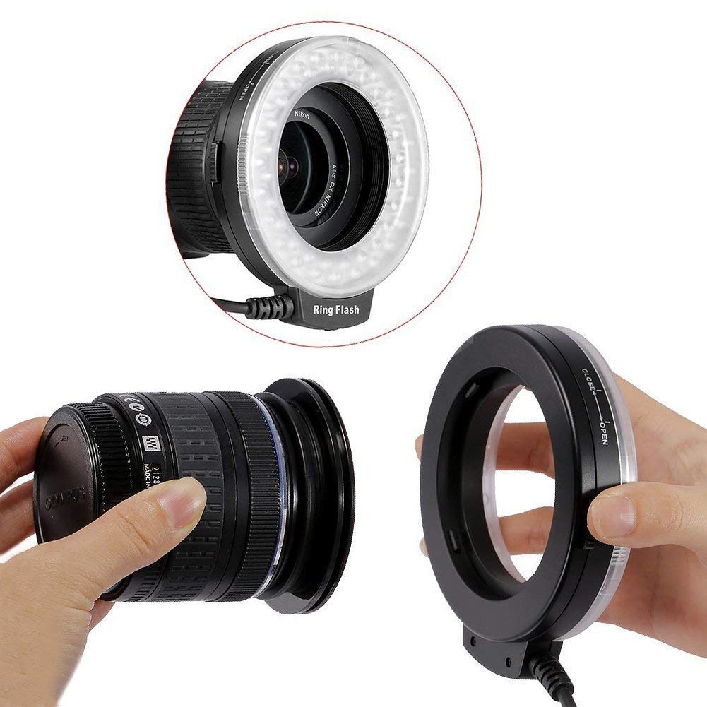 Стробоскоп для объективных камер LED 48 ламп Макро Кольцевая вспышка Совместим с Canon и Nikon Стробоскоп ЖК-дисплей PCA-TECH Крупноплановые камеры/Одиночный