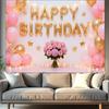 Happy Birthday Backdrop Polyester for Party Decorations Banner Photoshoot Party Decor/ Supplies/Gifts Decorative Background,Wall Decor,Home Decor
