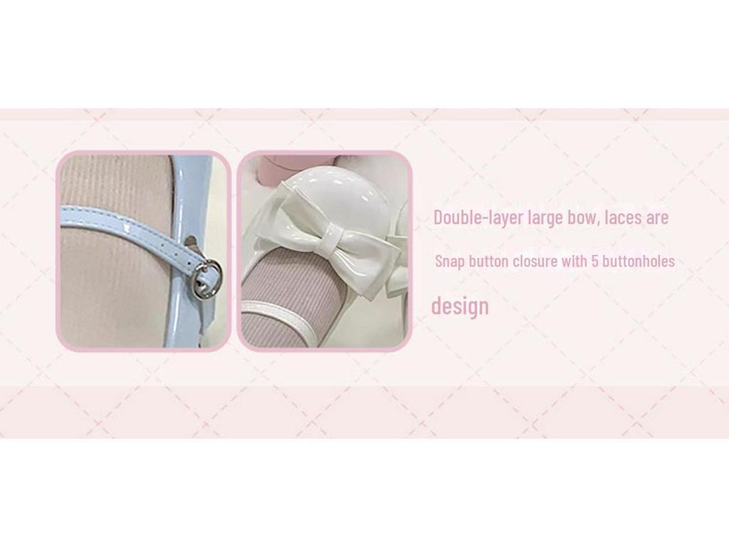 [В наличии] Милые туфли в стиле Лолиты на среднем каблуке с бантом в форме сердца и узором из вьющихся цветов