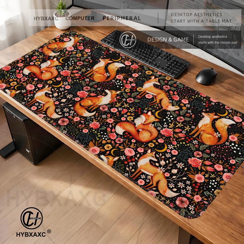 Large Mushroom Themed Mouse Pad Botanical Vintage Floral Desk Mat Cute Hd Extended Gaming Keyboard Mat 80x40 Wildflower Mousepad