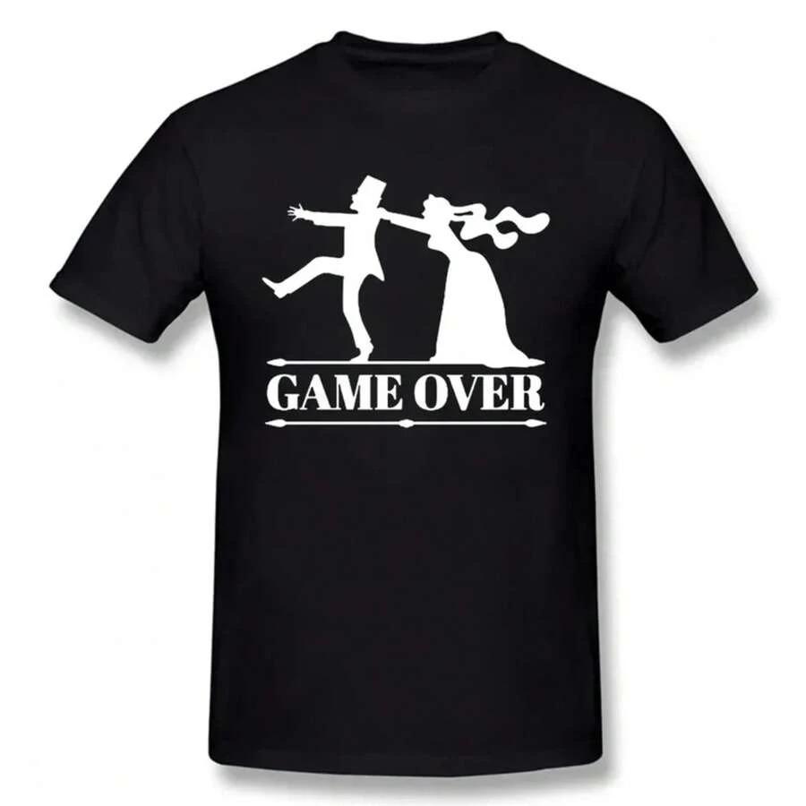 Game Over Жених Невеста Девичник Футболка Смешная Футболка Мужская Одежда С Коротким Рукавом Camisetas Футболка - Мужская Летняя Хлопковая ...