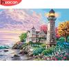 HUACAN Алмазная вышивка Пейзаж 5D DIY Алмазная картина Маяк Полный квадратный дрель Приморские стразы