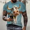 Funny 3D Cattle Print T Shirt For Men Street Trend Hip Hop Clothing Casual O-neck Short Sleeve T-Shirt Fashion Loose Summer Tops