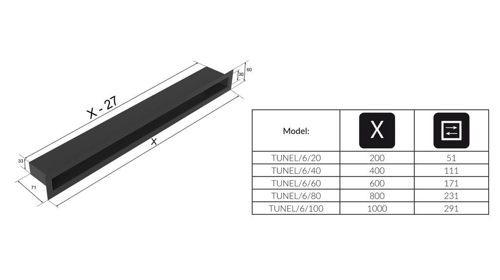 Vent Cover TUNNEL 6x20 White