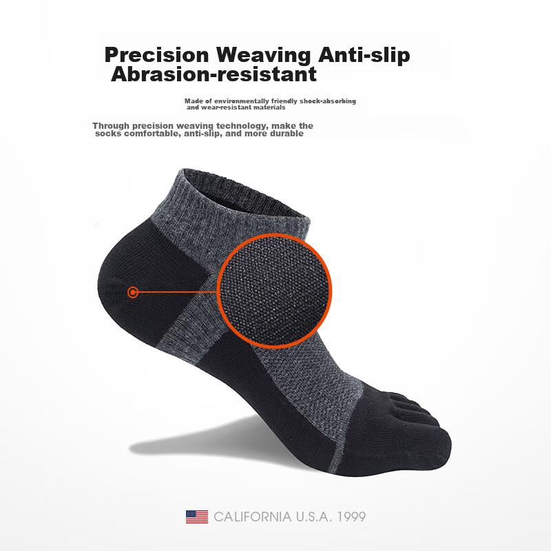 TFO Competition-Grade Five-Toe Outdoor Socks, Durable Hiking Socks, Sports Running Toe Socks 2202419 Men's Dark Gray