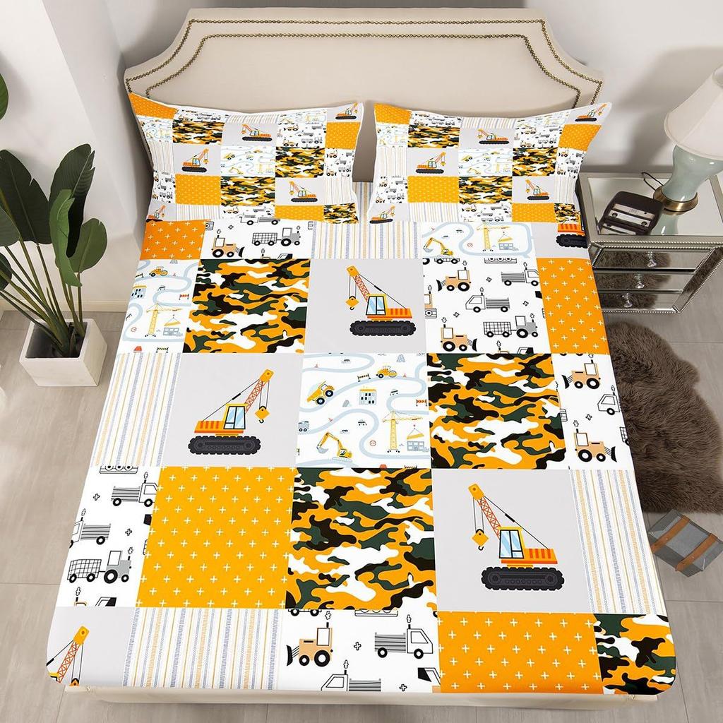 Mushroom Pattern Bed Hat Three-Piece Digital Printing Bed Hat Bedding Set Adult Children