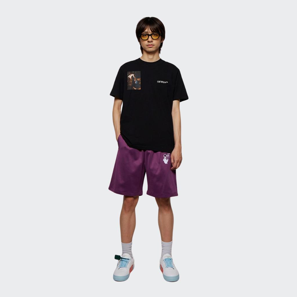 Off-White Caravag Lute Slim Short-Sleeve Tee Black/White Men Tops OMAA027S22JER0011001