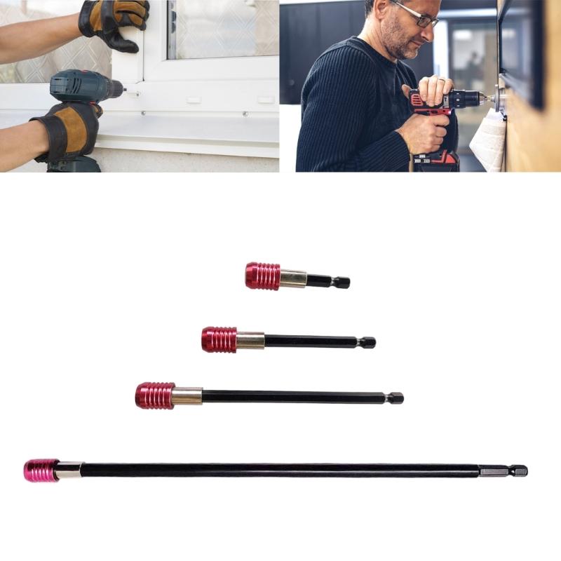 4Pcs Drill Bit Extension Set Magnetic Drill Screwdriver Bit Holder Bar Chucks Holder Extenders 1/4inch Hex Bit Holder