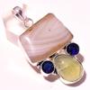 Montana Agate Prehnite Iolite Gemstone Pendant Handmade Jewelry 2.2" J8y12