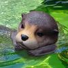 Floating Otter Head Figurine Resin Beaver Ornament Statue Model Sculpture Bank Outdoor Garden River