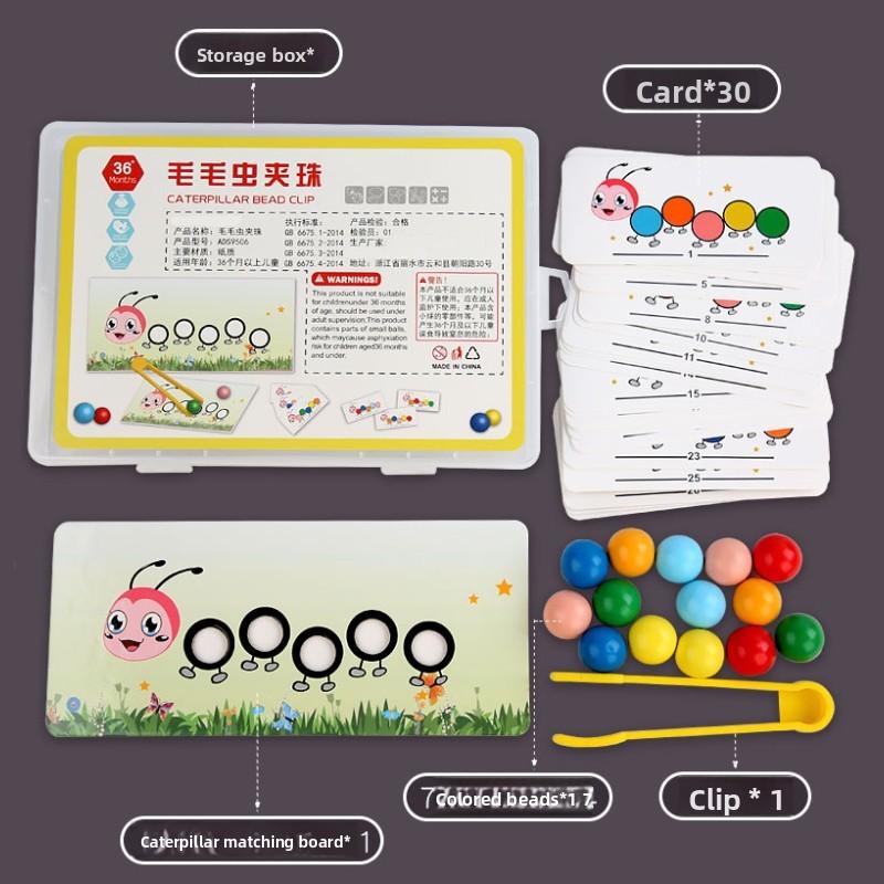 Wooden Caterpillar Preschool Bead Stringing Set Fine Motor Development Early