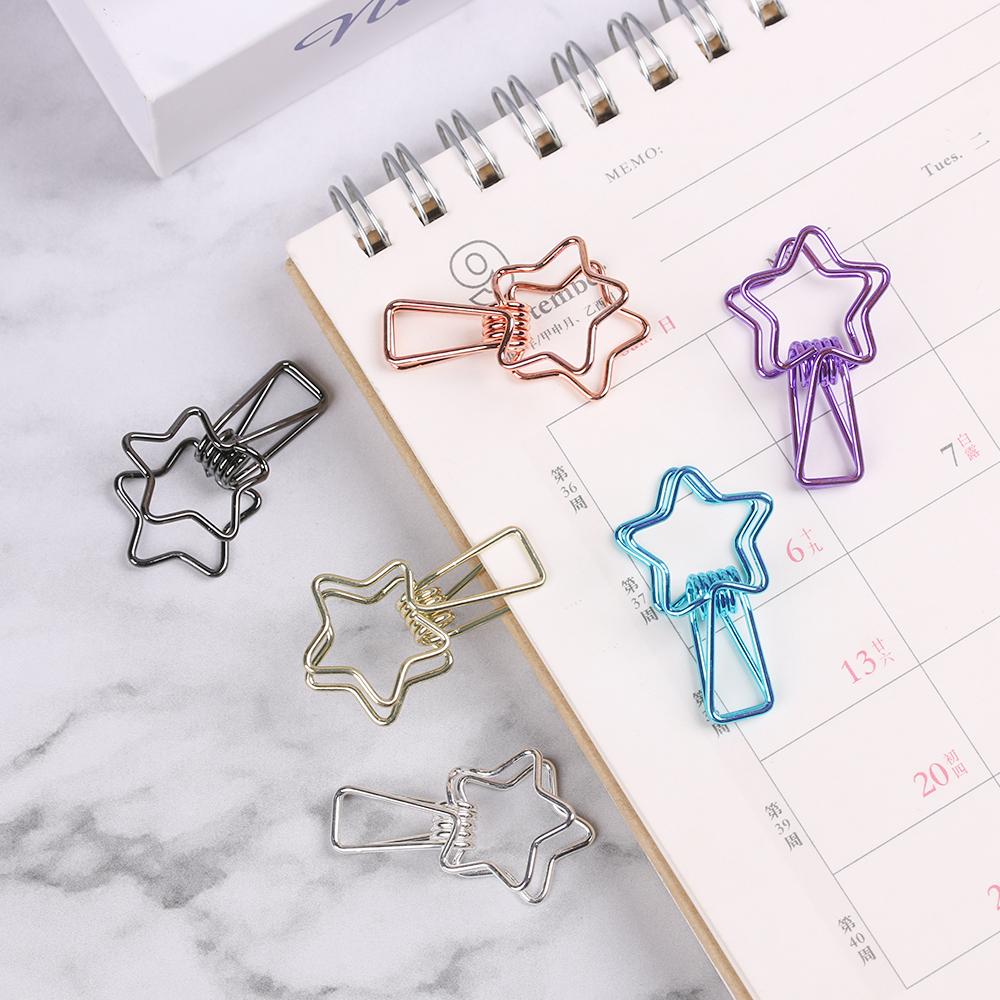 DIY Metal School Stationery Solid Color Office Supply Fish Clip Binder Clip Hollowed Out Design