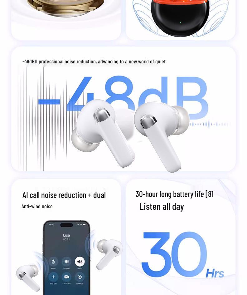 Беспроводные Bluetooth-наушники Mucro TWS, с шумоподавлением, полувнутриканальные, новинка 2024 года.
