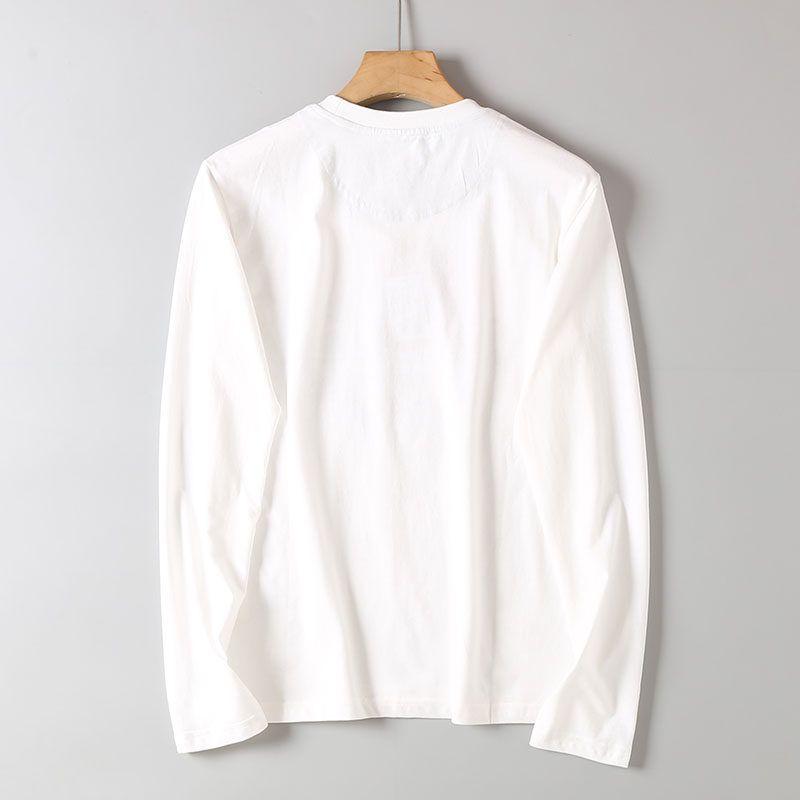 Foreign Trade Export Cattle Goods Overplus Order Cotton Washed Sanding Print T-shirt Men's Spring and Autumn Loose Long sleeve Bottoming Shirt Fashion