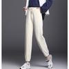 Winter Korean Women Fleece Pant Casual Solid Elastic High Waist Lace-up Loose Female Trousers Thickening Warm Fashion Sweatpants