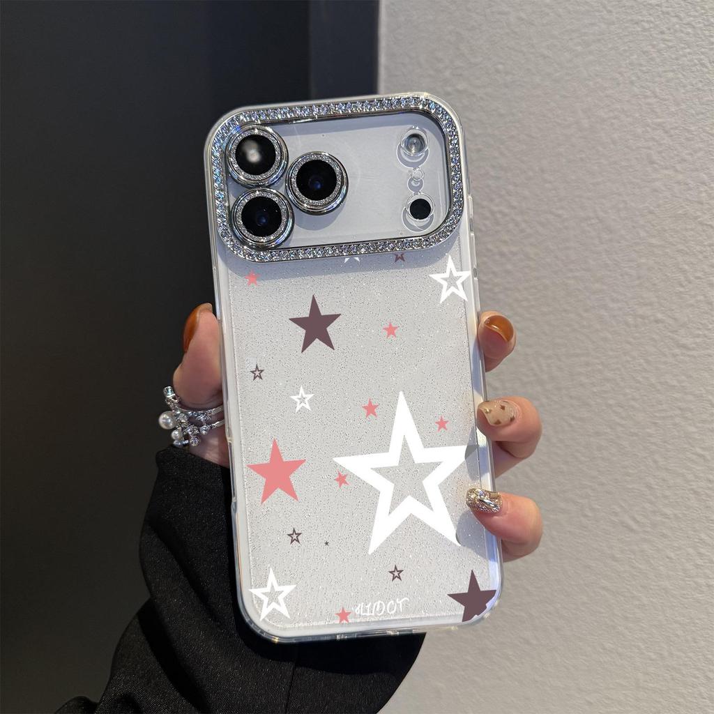 Белые Звезды 2-в-1 Пленка для Линзы для iPhone 17 Pro Max/16 Pro/11/15 - Корейский Японский Стиль, Полное Покрытие