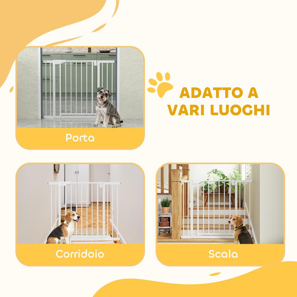 Safety Gate for Children and Pets, Self-Closing and Pressure Fit, 76-102x76 cm, White