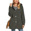 Fleece Jackets for Women Oversized Button Down Fuzzy Hooded Coat Casual Long Sherpa Outerwear with Pockets