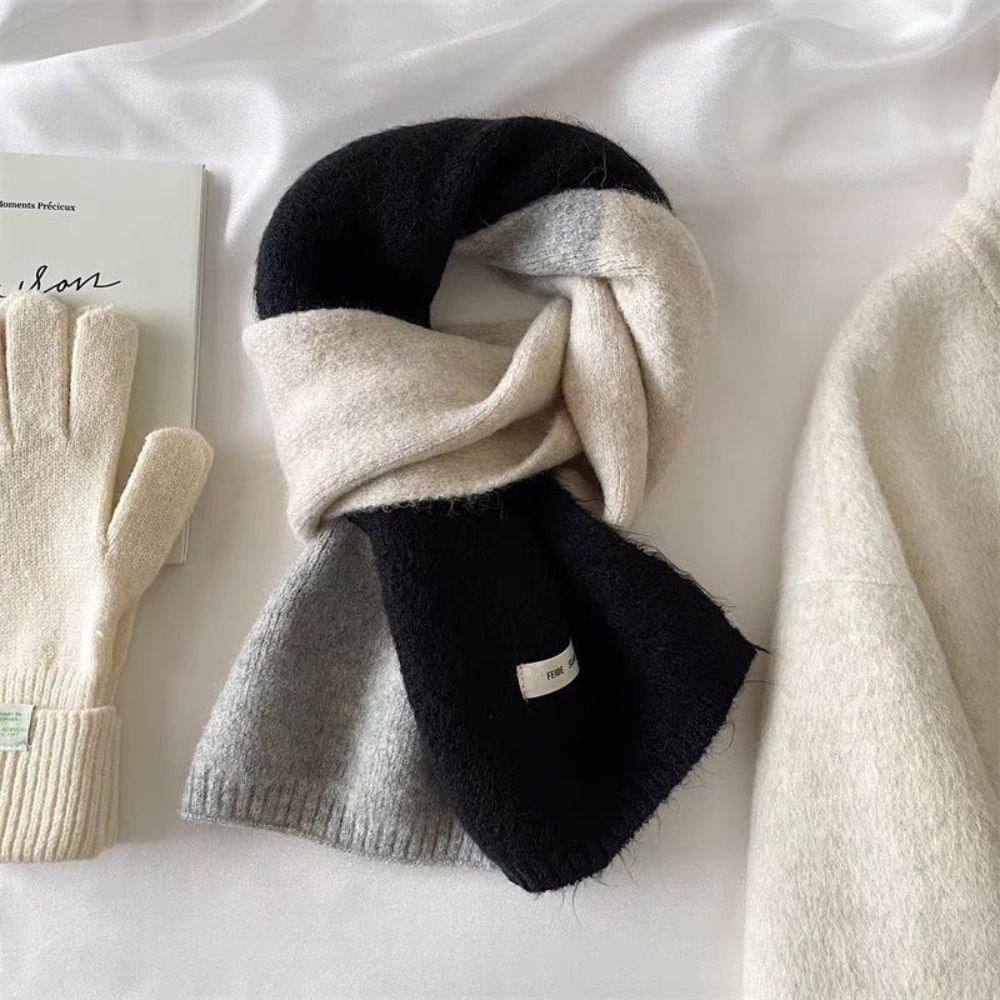 Striped Knitted Scarves Korean Style Neckerchief Shawl New Wool Scarf L Women